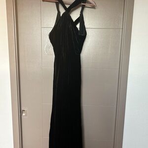 AW Bridal Black Velvet Formal Dress